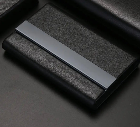 Faux leather, executive, business card holder - black / brown - personalisation available