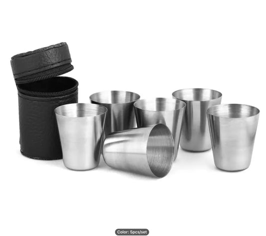 Elegant and useful, shot glasses in black zipped, faux leather case, personalisation available