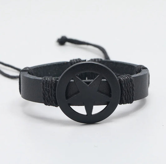 Stand out, Marvel shield style, faux leather, adjustable, slider bracelet.