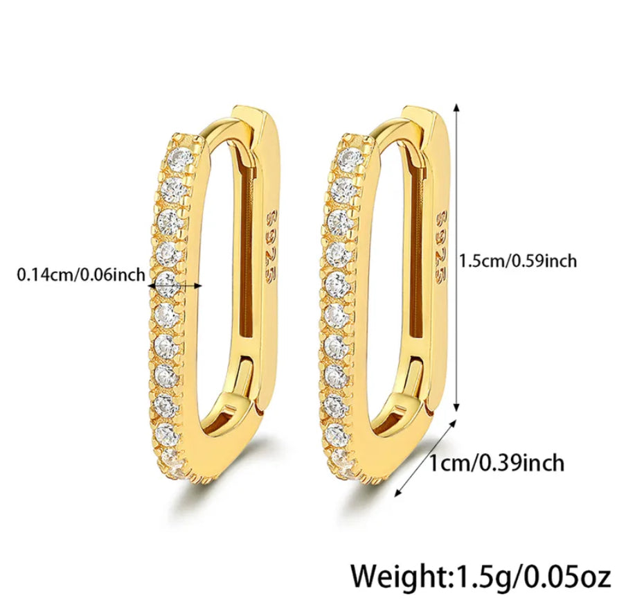 White Gold / 18k Gold  overlaid Sterling Silver (925), earrings, with Zircon inserts
