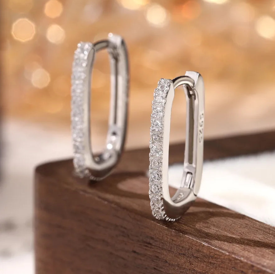 White Gold / 18k Gold  overlaid Sterling Silver (925), earrings, with Zircon inserts